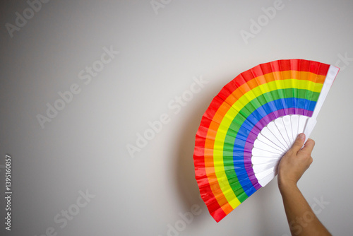 Tableau sur toile LGBT pride color fan on white background