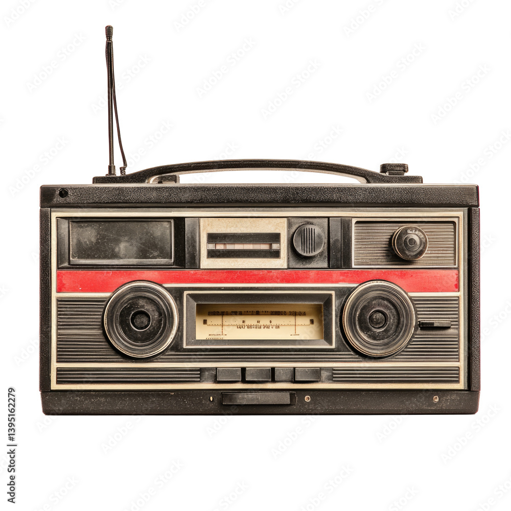 Fototapeta premium Retro Boombox Cassette on transparent background