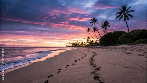 Sunset Beach Footprints Tro...