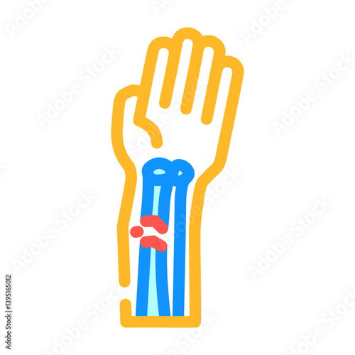 broken arm fracture injury color icon vector illustration