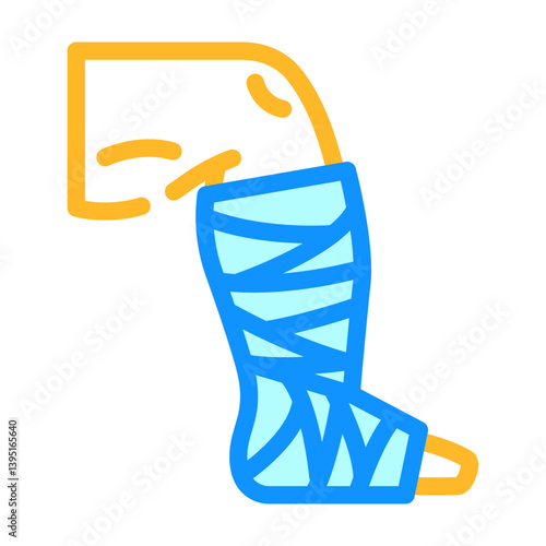 leg cast fracture injury color icon vector illustration