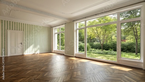Empty Room with Herringbone...