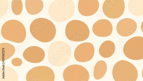 Abstract background with a pattern of cleanly drawn, simplified organic shapes (like smooth pebbles or stylized leaves) in earthy tones (brown, beige, green) arranged neatly. Flat design, sharp outlin