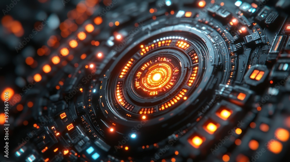 Abstract futuristic technological circular device Abstract futuristic technological circular device