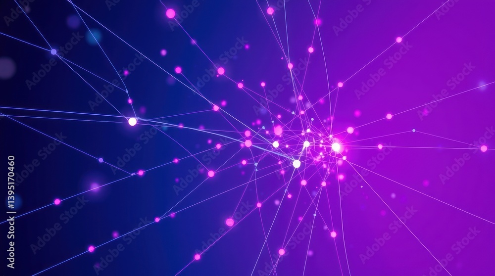 Fototapeta premium Abstract network connection. Dynamic digital lines and glowing points