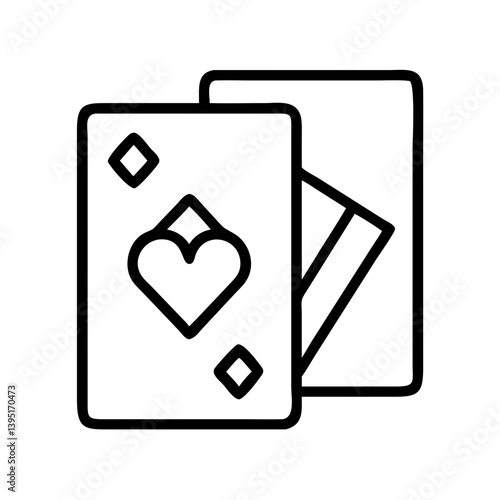 Playing cards vector icon illustration with heart and diamond symbols outline art