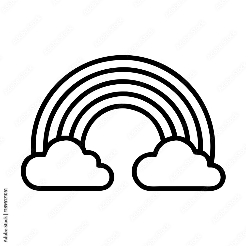 Rainbow outline with clouds vector illustration weather forecast design graphic Rainbow outline with clouds vector illustration weather forecast design graphic