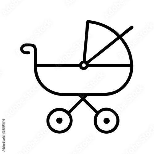 Baby stroller outline icon vector illustration for newborn and infant care needs