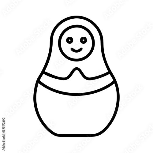 Matryoshka nesting doll outline vector illustration russian souvenir toy icon art