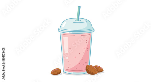 Almond Milk Smoothie in a Cup with Almonds   
