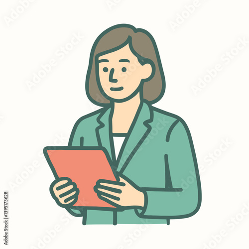 Businesswoman using tablet in professional attire  