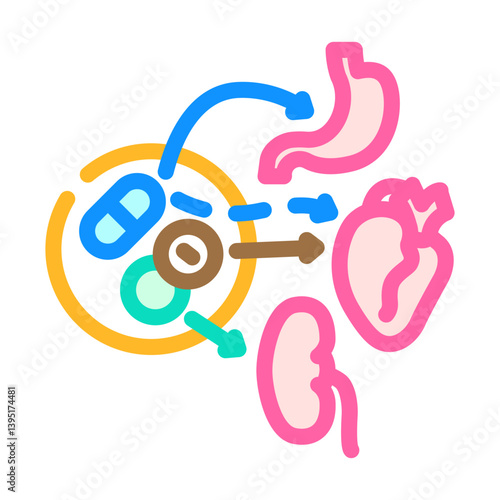 drug interaction pharmacist color icon vector illustration