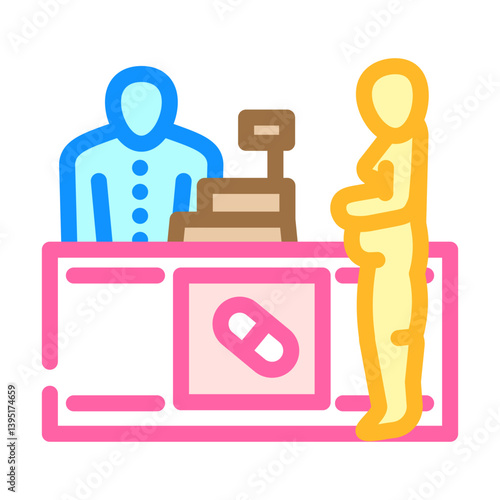 medication counseling pharmacist color icon vector illustration