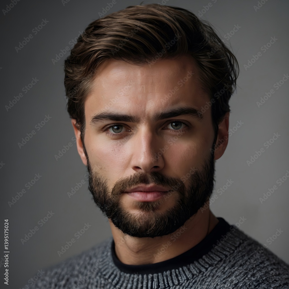 Obraz premium bearded man in a gray sweater