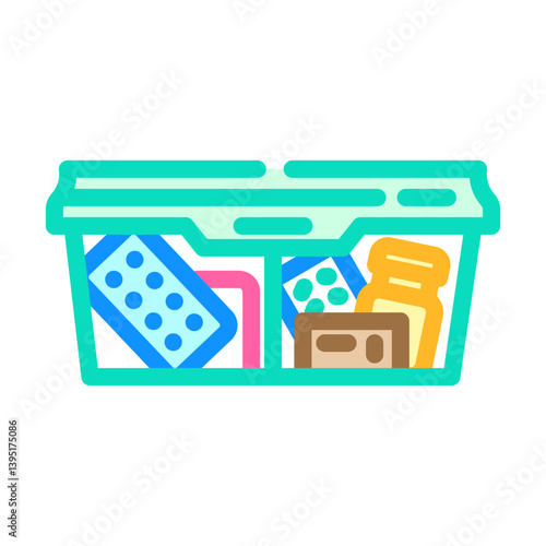 medication storage pharmacist color icon vector illustration