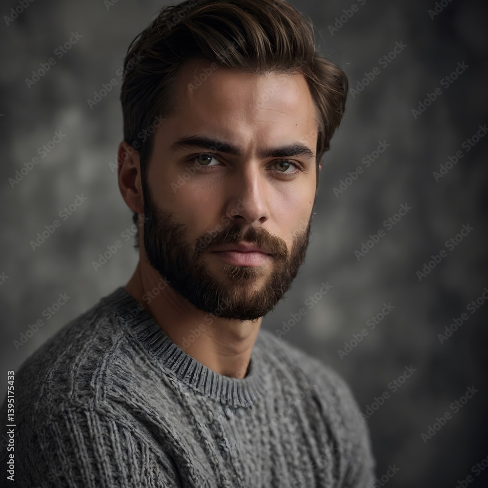 Fototapeta premium bearded man in a gray sweater