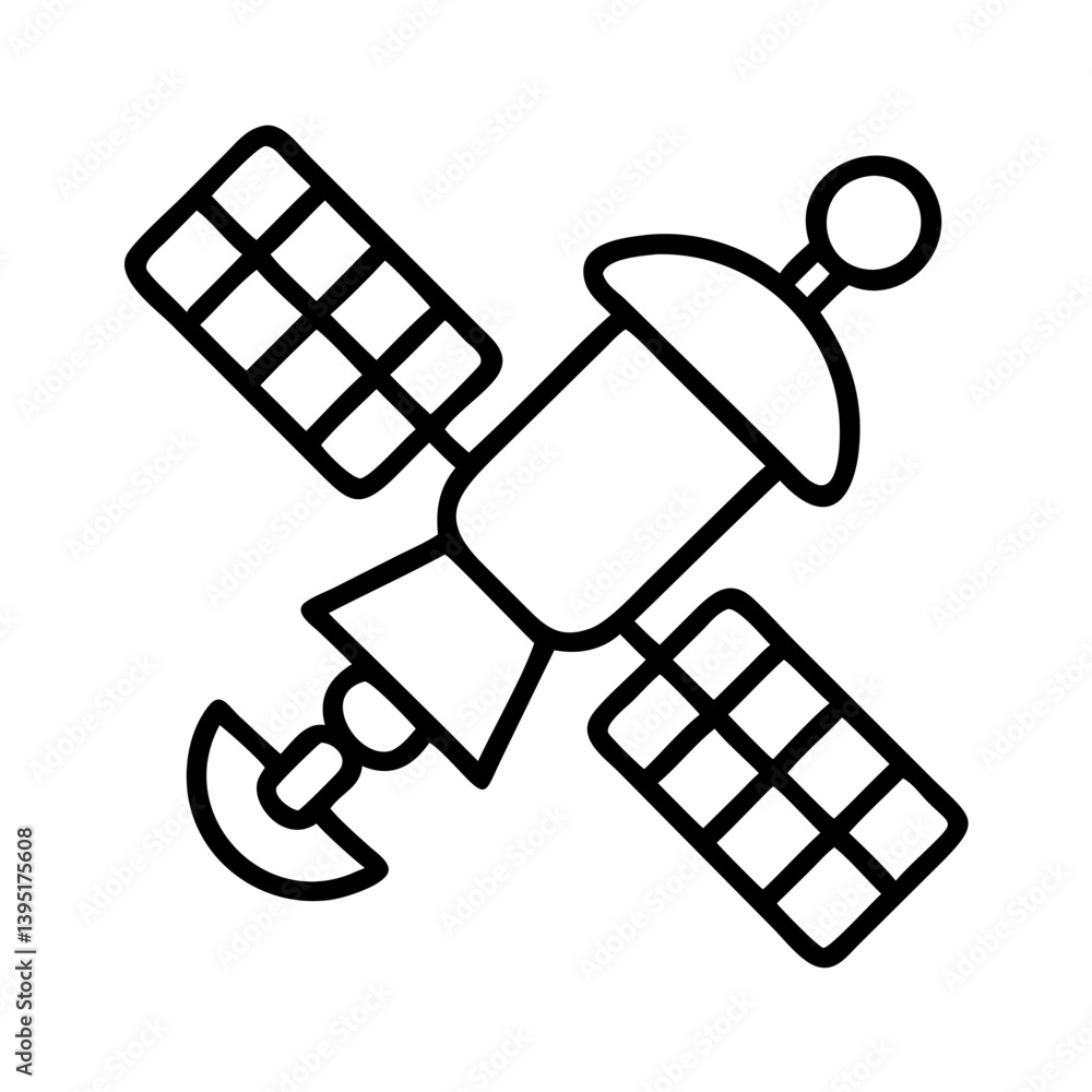 Satellite illustration vector design, space station icon, communication technology Satellite illustration vector design, space station icon, communication technology