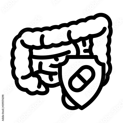 antibiotic antidiarrheal medication line icon vector illustration