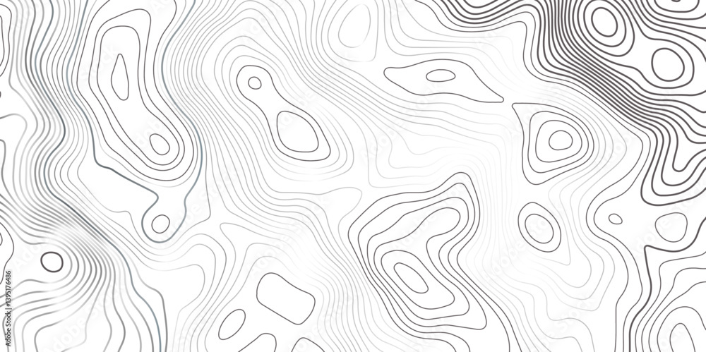 Fototapeta premium Abstract topographic map contour, white background and black wave lines pattern texture. geographic contour map grid backdrop paper texture. terrain path isolated on a background.