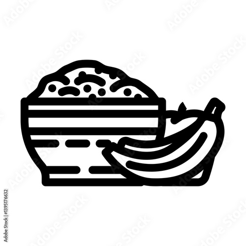 fiber rich food bananas rice diarrhea line icon vector illustration