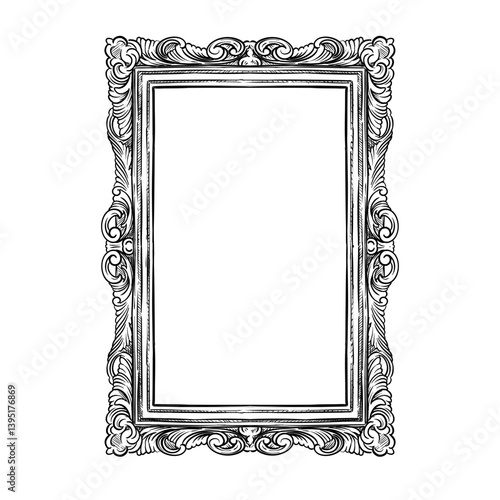 vintage retro decorative frame border vector line art hand drawn illustration