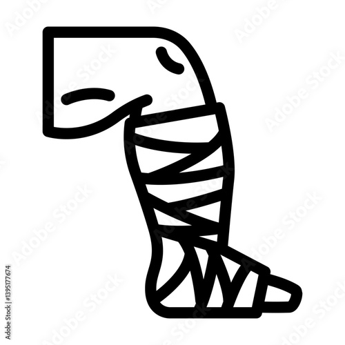 leg cast fracture injury line icon vector illustration