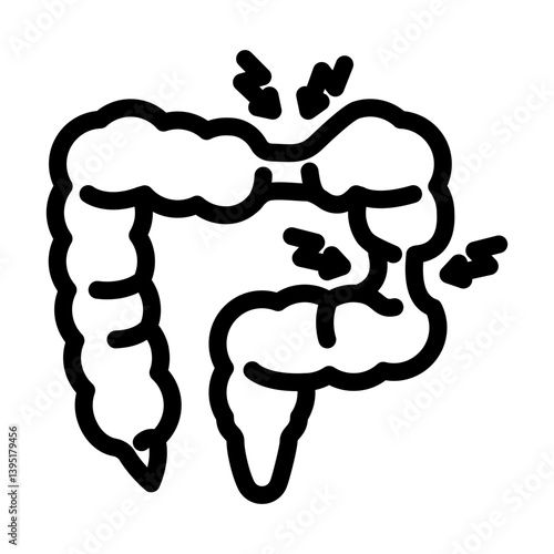 irritable bowel syndrome line icon vector illustration
