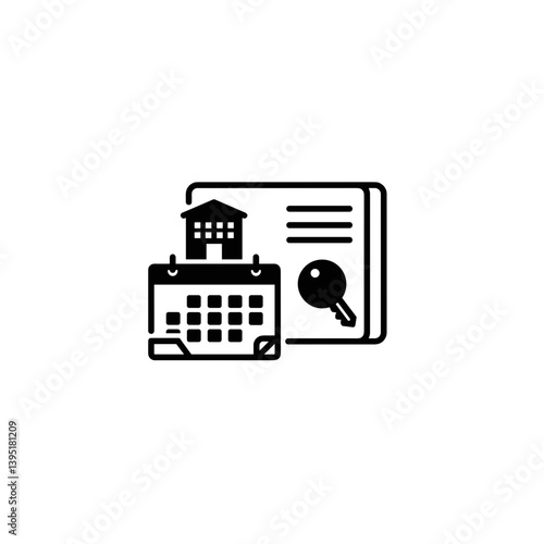 Travel Calendar with House Icon and Key Illustration  
