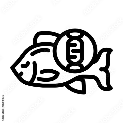 fish with dna genetic engineering line icon vector illustration