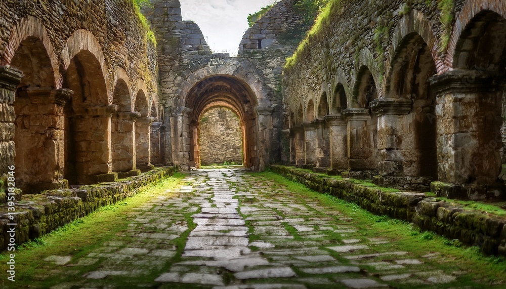 Naklejka premium Breathe in the tranquility of ancient ruins. 