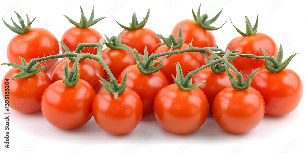 Fresh Red Cherry Tomatoes on the Vine Cluster Fresh Red Cherry Tomatoes on the Vine Cluster