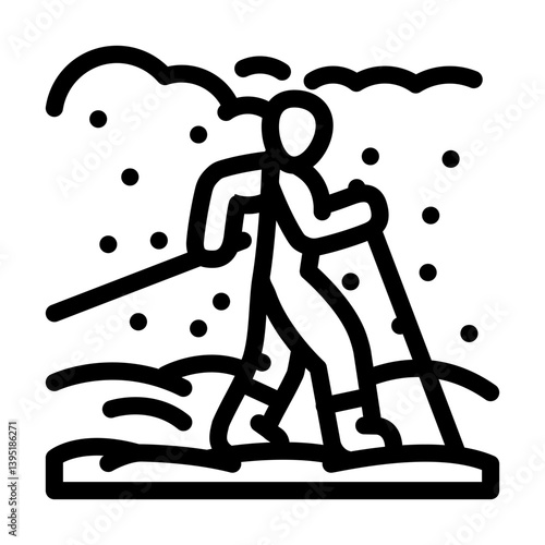 winter nordic walking line icon vector illustration