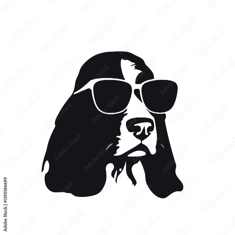 Fototapeta premium Vector Basset Hound Dog Silhouette