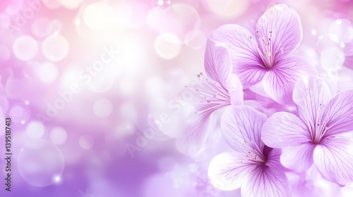 Dreamy pink flowers in soft focus,  romantic blurred background for spring pink