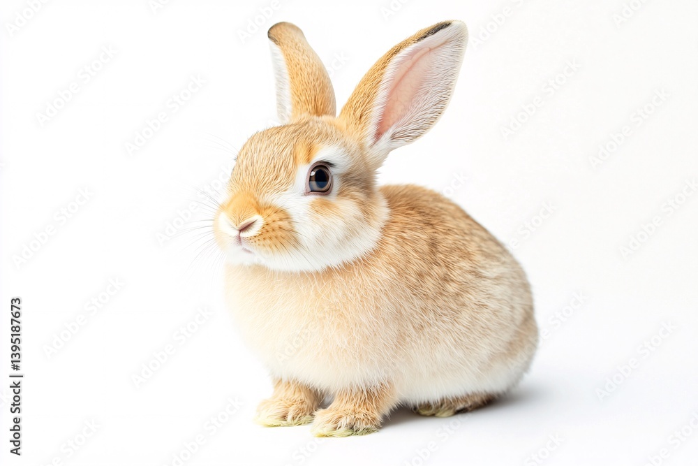 A sweet little bunny rabbit, fluffy and calm, sits on a pristine white background, exuding innocence and gentle charm. A sweet little bunny rabbit, fluffy and calm, sits on a pristine white background, exuding innocence and gentle charm.