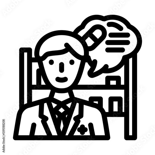 pharmacist consultation line icon vector illustration