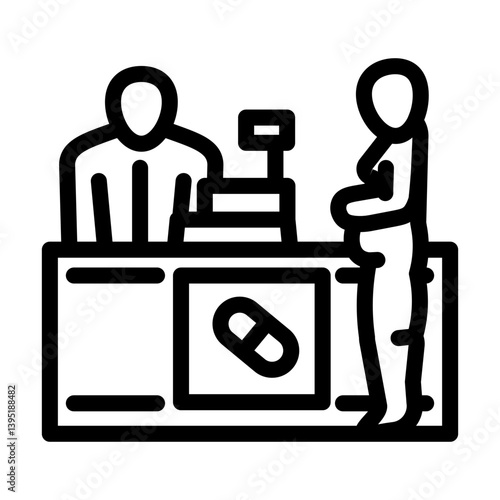medication counseling pharmacist line icon vector illustration