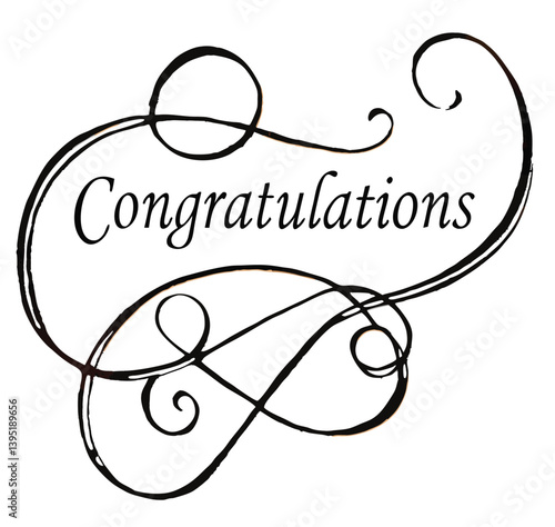 'Congratulations' word vintage calligraphic design elements set with ornate floral swirls and decorative borders