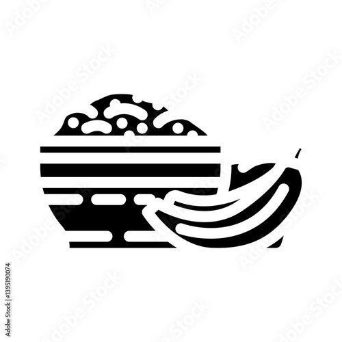 fiber rich food bananas rice diarrhea glyph icon vector illustration
