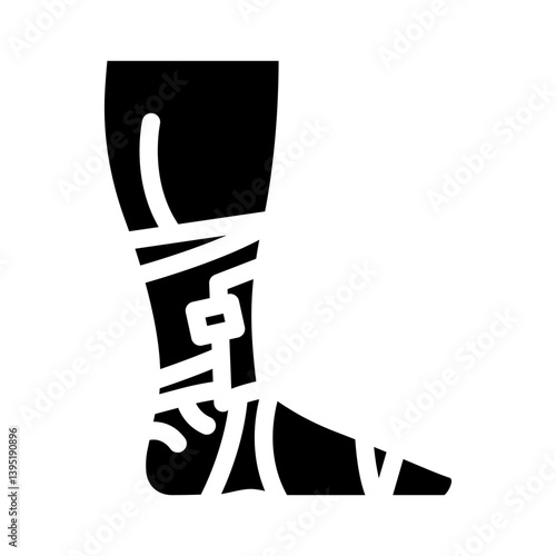 bandaged foot fracture injury glyph icon vector illustration