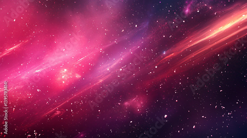 A vibrant pink and purple cosmic expanse, filled with swirling nebulae.
