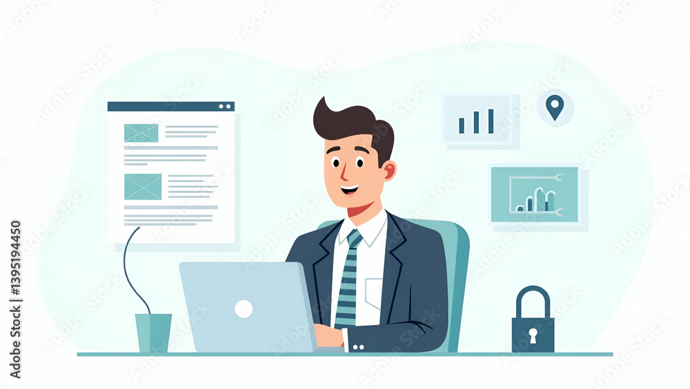 Flat Vector Illustration of Robust Web Application Security: Emphasizing Secure Software Development & Advanced Firewall Configurations Flat Vector Illustration of Robust Web Application Security: Emphasizing Secure Software Development & Advanced Firewall Configurations