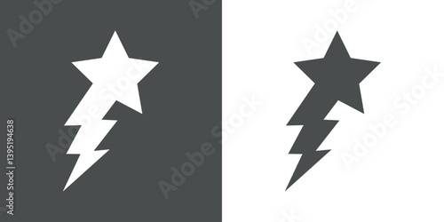 Logo silueta de rayo o relámpago con estrella 