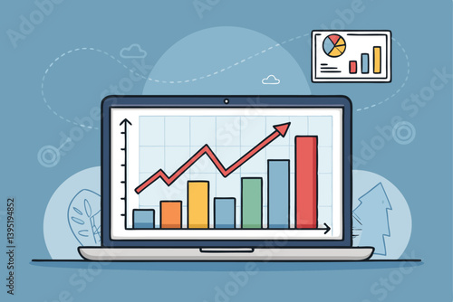 Create a bold, vector illustration of a laptop screen displaying the number '1', emphasizing strong lines and impactful design.