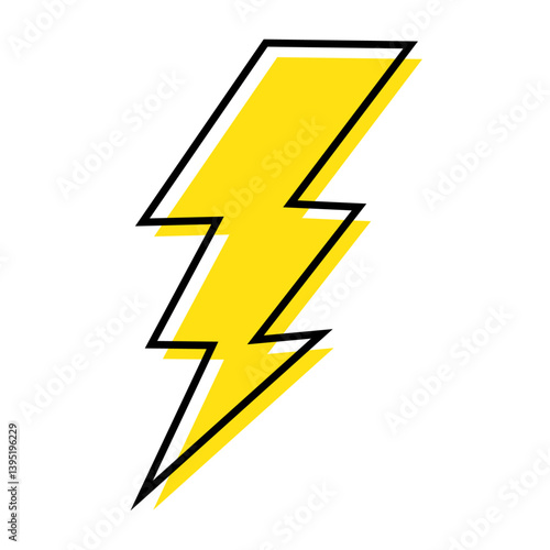 Logo rayo o relámpago con línea exterior y relleno color amarillo 