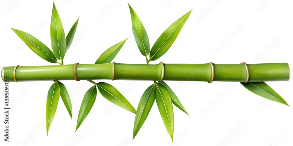 Obraz premium Bamboo stalk with lush green leaves and natural soft shadows in a tranquil setting transparent, bamboo, stalk, leaves, green, natural, shadows, tranquility, botanical, plant, foliage,