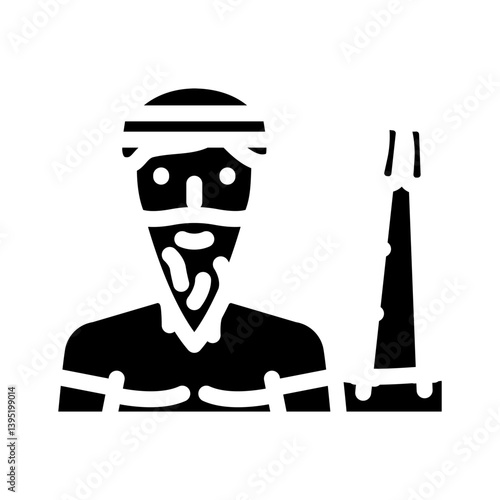 elderly couple nordic walking glyph icon vector illustration