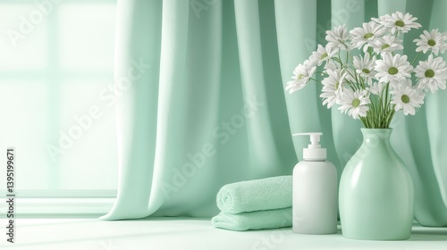 Captivating still life, vase of vibrant flowers and mysterious bottle in harmony