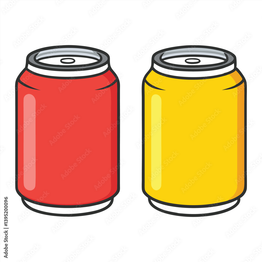 Red and Yellow Beverage Cans Illustration Red and Yellow Beverage Cans Illustration