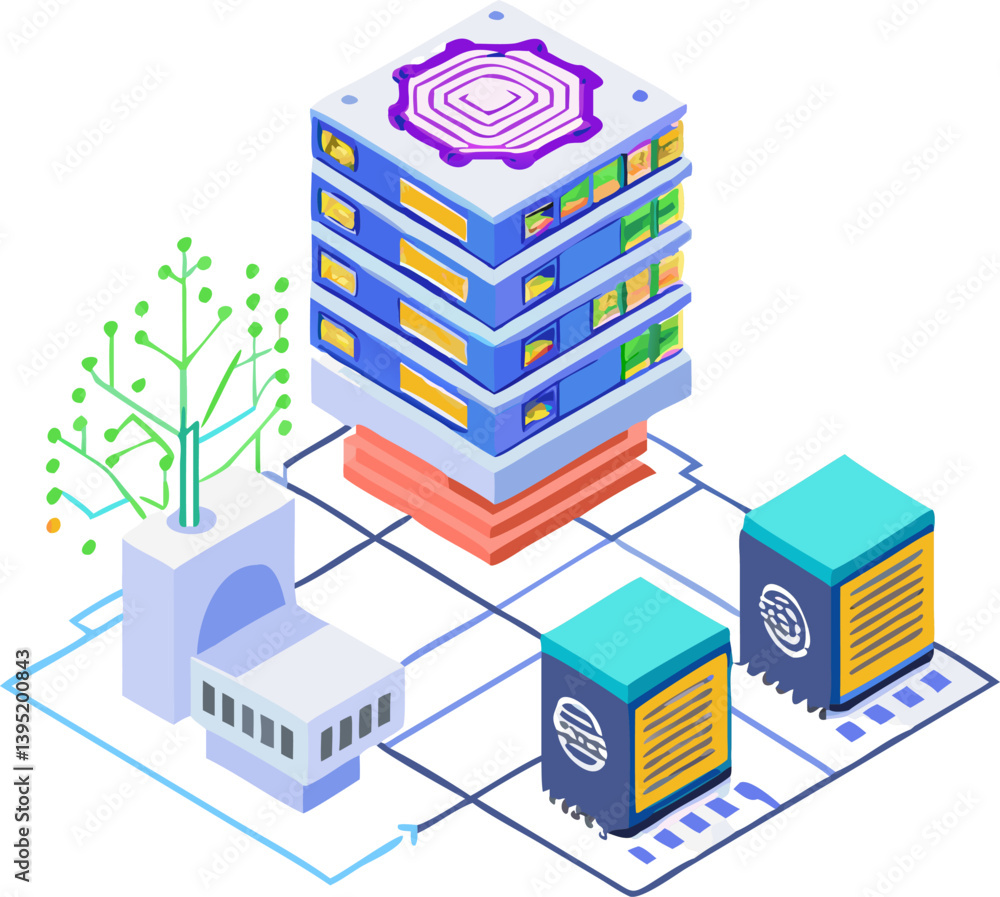 Fototapeta premium Management business blockchain server technology, Eps file
